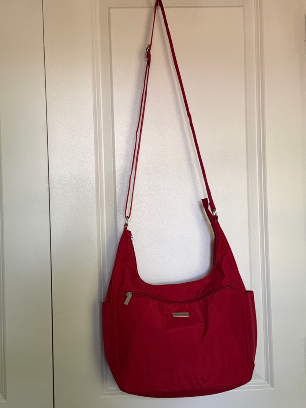 Baggallini Red Nylon Hobo Crossbody Bag Lightweight Travel Purse